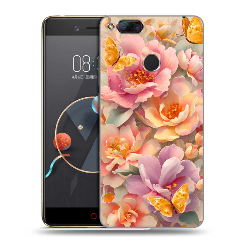 Пластиковый чехол на ZTE Nubia Z17 Mini с принтом Цветы и бабочки Пластиковый чехол на ZTE Nubia Z17 Mini с принтом Цветы и бабочки