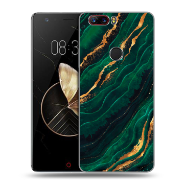 Пластиковый чехол на ZTE Nubia Z17 с принтом Мрамор зеленое золото Пластиковый чехол на ZTE Nubia Z17 с принтом Мрамор зеленое золото