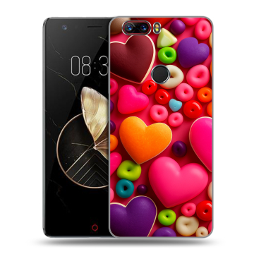 Пластиковый чехол на ZTE Nubia Z17 с принтом Сердечки