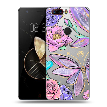 Пластиковый чехол на ZTE Nubia Z17 с принтом Бабочки и цветы