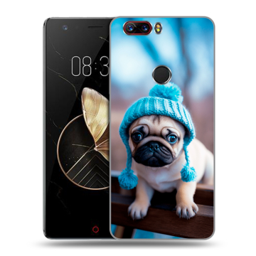 Пластиковый чехол на ZTE Nubia Z17 с принтом Мопс в шапке