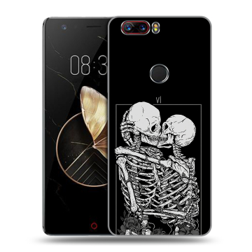 Пластиковый чехол на ZTE Nubia Z17 с принтом Поцелуй скелетов