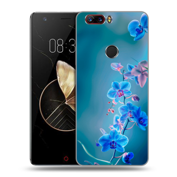 Пластиковый чехол на ZTE Nubia Z17 с принтом Голубые цветы
