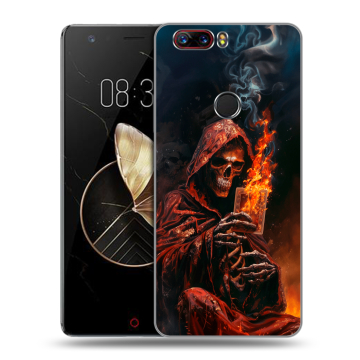 Пластиковый чехол на ZTE Nubia Z17 с принтом Скелет и карты
