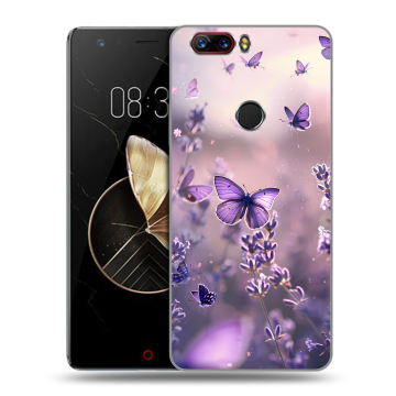 Пластиковый чехол на ZTE Nubia Z17 с принтом бабочки и лаванда