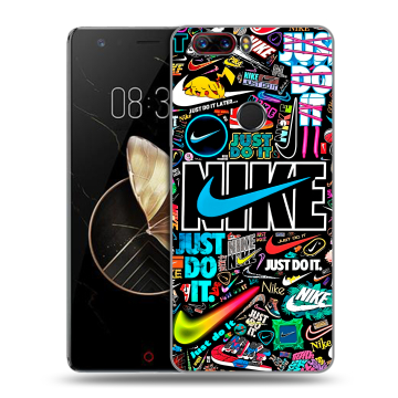 Пластиковый чехол на ZTE Nubia Z17 с принтом найк nike черный Пластиковый чехол на ZTE Nubia Z17 с принтом найк nike черный