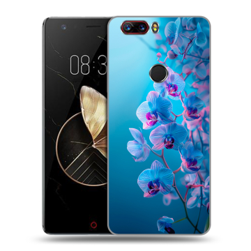 Пластиковый чехол на ZTE Nubia Z17 с принтом голубые орхидеи