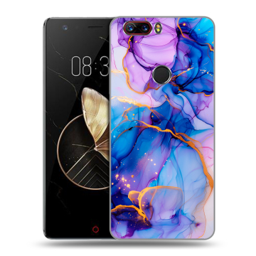 Пластиковый чехол на ZTE Nubia Z17 с принтом синий мрамор
