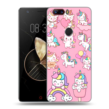 Пластиковый чехол на ZTE Nubia Z17 с принтом Единороги и радуга Пластиковый чехол на ZTE Nubia Z17 с принтом Единороги и радуга