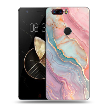 Пластиковый чехол на ZTE Nubia Z17 с принтом розовый мрамор