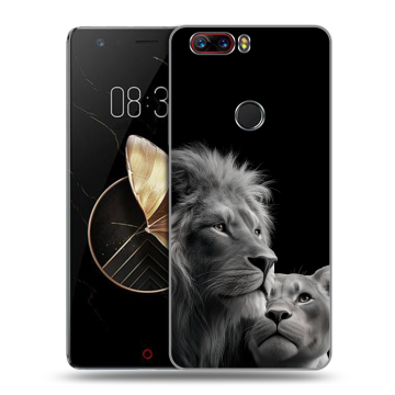 Пластиковый чехол на ZTE Nubia Z17 с принтом Лев кошки