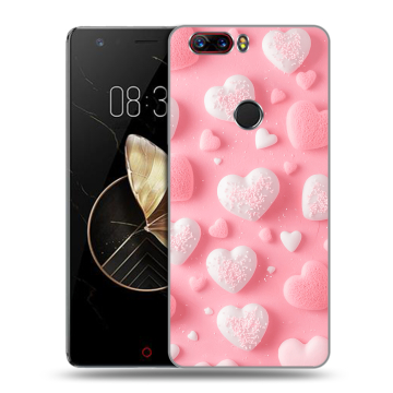 Пластиковый чехол на ZTE Nubia Z17 с принтом Сердечки