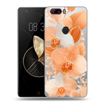Пластиковый чехол на ZTE Nubia Z17 с принтом Бежевые цветы