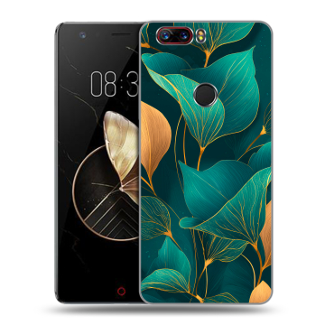 Пластиковый чехол на ZTE Nubia Z17 с принтом Листья и золото