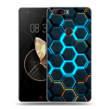 Пластиковый чехол на ZTE Nubia Z17 с принтом Неоновые соты