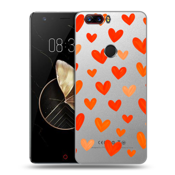 Пластиковый чехол на ZTE Nubia Z17 с принтом Сердечки