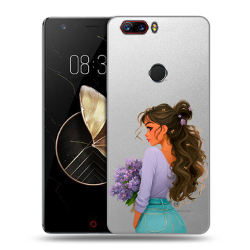 Пластиковый чехол на ZTE Nubia Z17 с принтом девушка цветы