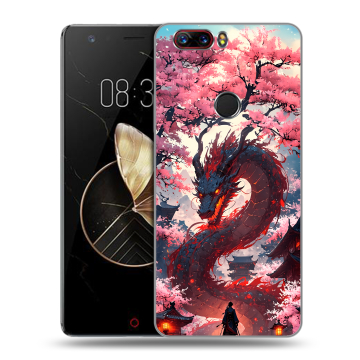Пластиковый чехол на ZTE Nubia Z17 с принтом Дракон Японский
