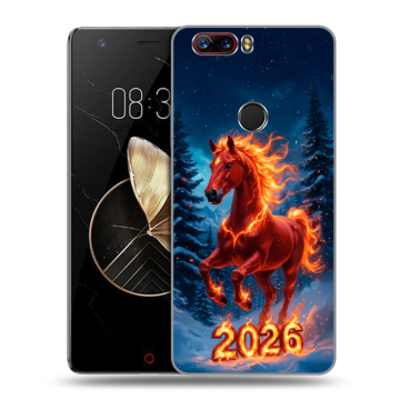 Пластиковый чехол на ZTE Nubia Z17 с принтом Новый год коня