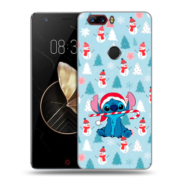 Пластиковый чехол на ZTE Nubia Z17 с принтом Стич Новый год Пластиковый чехол на ZTE Nubia Z17 с принтом Стич Новый год