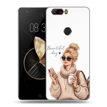 Пластиковый чехол на ZTE Nubia Z17 с принтом женский