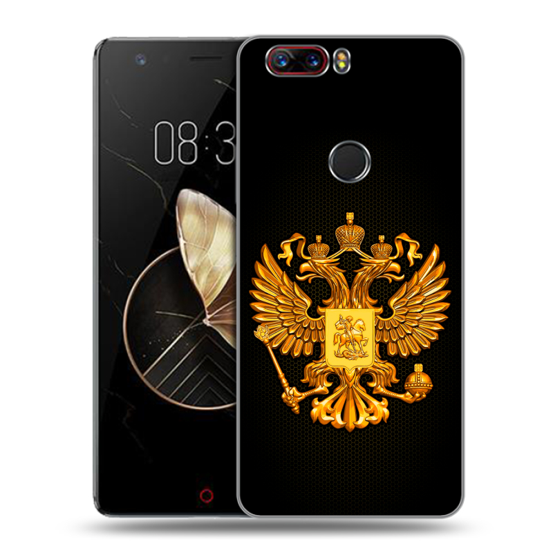 Пластиковый чехол на ZTE Nubia Z17 с принтом Герб России желтый Пластиковый чехол на ZTE Nubia Z17 с принтом Герб России желтый