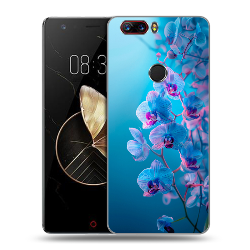 Пластиковый чехол на ZTE Nubia Z17 с принтом голубые орхидеи Пластиковый чехол на ZTE Nubia Z17 с принтом голубые орхидеи