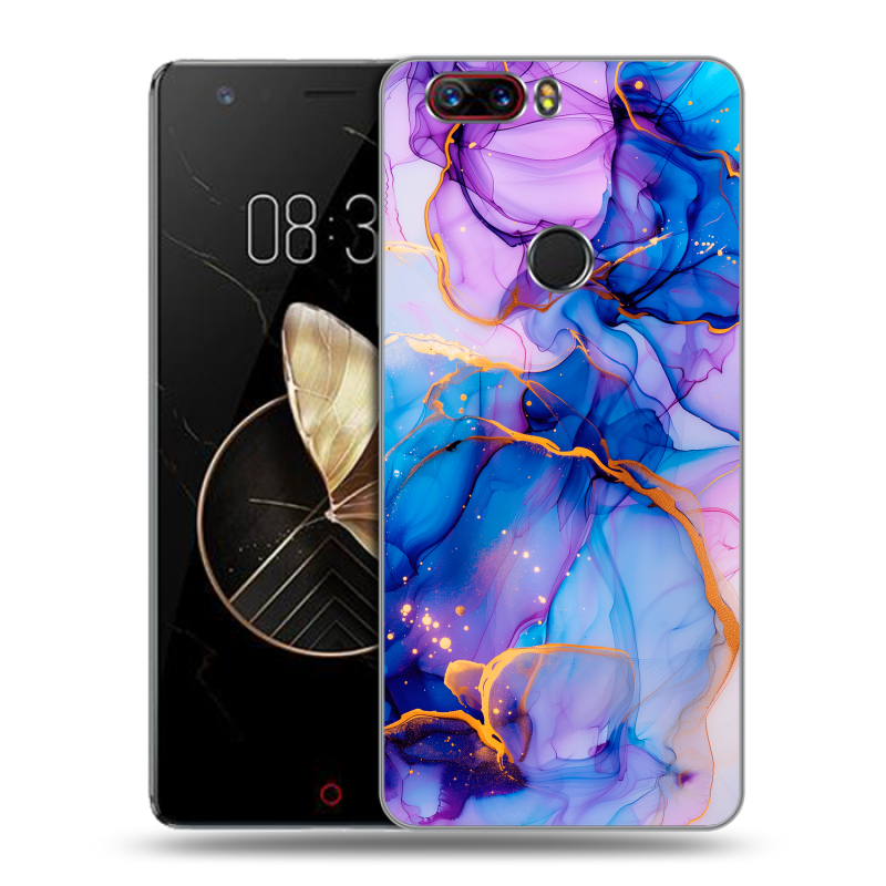 Пластиковый чехол на ZTE Nubia Z17 с принтом синий мрамор Пластиковый чехол на ZTE Nubia Z17 с принтом синий мрамор