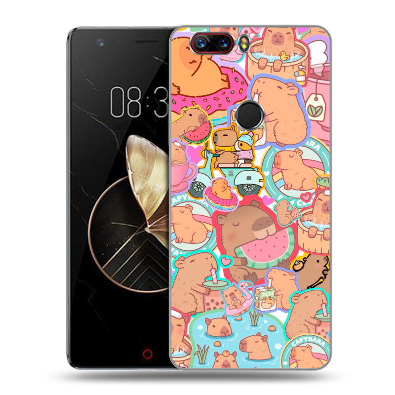 Пластиковый чехол на ZTE Nubia Z17 с принтом капибары Пластиковый чехол на ZTE Nubia Z17 с принтом капибары