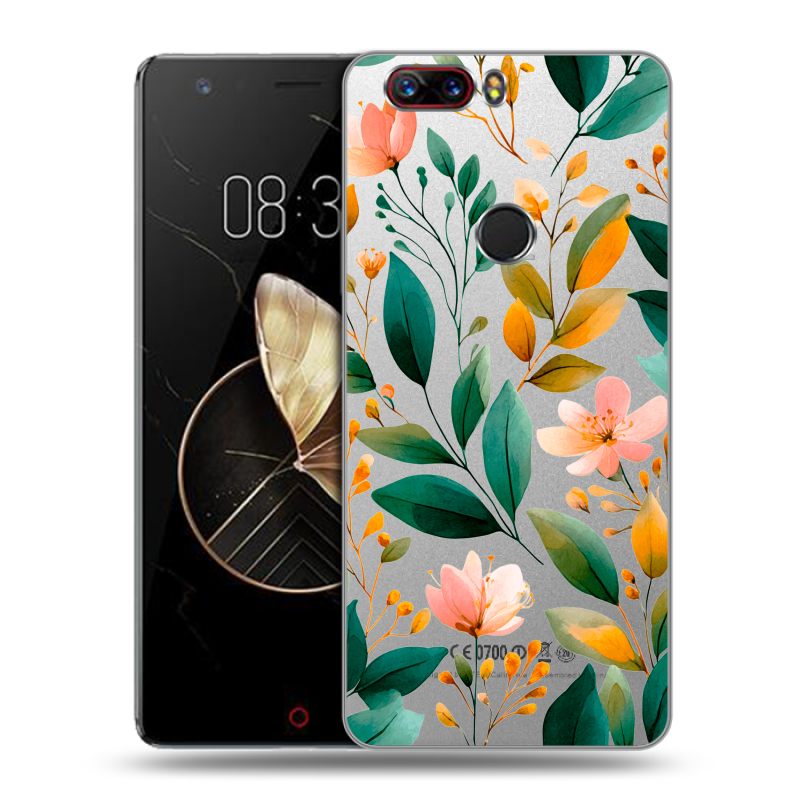 Пластиковый чехол на ZTE Nubia Z17 с принтом Цветы паттерн Пластиковый чехол на ZTE Nubia Z17 с принтом Цветы паттерн