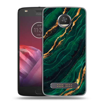 Силиконовый чехол на Motorola Moto Z2 Play с принтом Мрамор зеленое золото