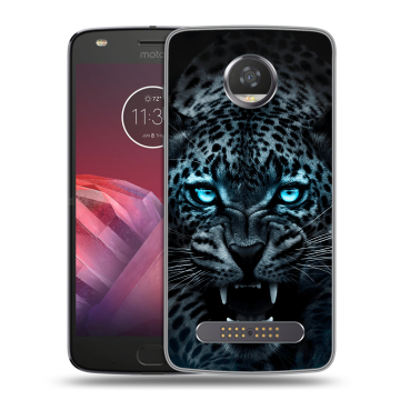 Силиконовый чехол на Motorola Moto Z2 Play с принтом Темный леопард