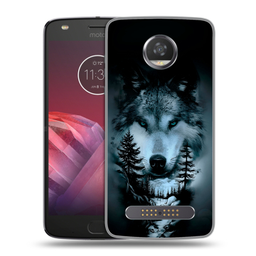 Силиконовый чехол на Motorola Moto Z2 Play с принтом Лесной волк