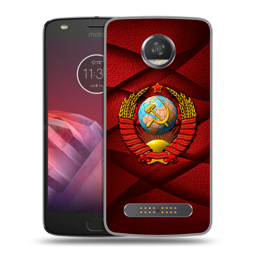 Силиконовый чехол на Motorola Moto Z2 Play с принтом Герб СССР