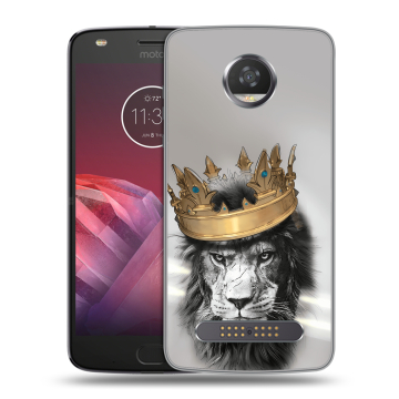 Силиконовый чехол на Motorola Moto Z2 Play с принтом Лев с короной