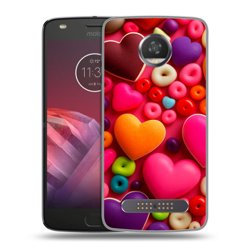 Силиконовый чехол на Motorola Moto Z2 Play с принтом Сердечки