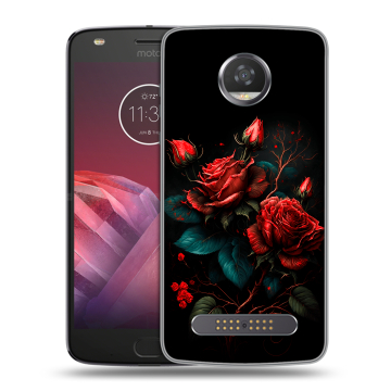 Силиконовый чехол на Motorola Moto Z2 Play с принтом Розы красные