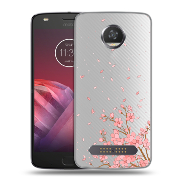 Силиконовый чехол на Motorola Moto Z2 Play с принтом Ветка сакуры