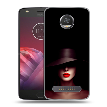 Силиконовый чехол на Motorola Moto Z2 Play с принтом Девушка в шляпе
