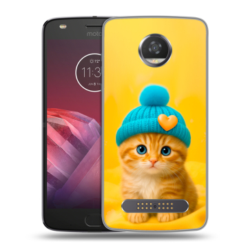 Силиконовый чехол на Motorola Moto Z2 Play с принтом Котенок в шапке