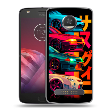 Силиконовый чехол на Motorola Moto Z2 Play с принтом Гоночные машины