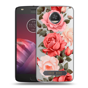 Силиконовый чехол на Motorola Moto Z2 Play с принтом Розы