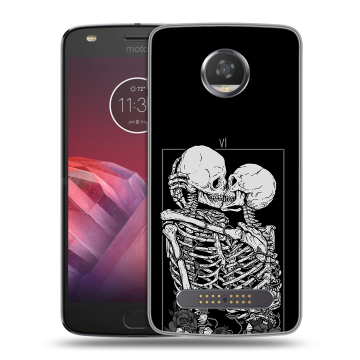 Силиконовый чехол на Motorola Moto Z2 Play с принтом Поцелуй скелетов