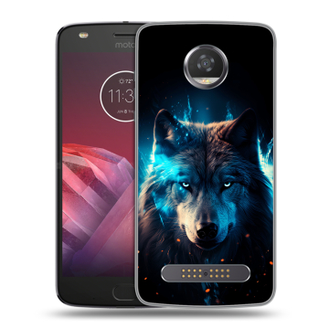 Силиконовый чехол на Motorola Moto Z2 Play с принтом Волк ночной