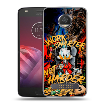 Силиконовый чехол на Motorola Moto Z2 Play с принтом Дональд Дак Деньги