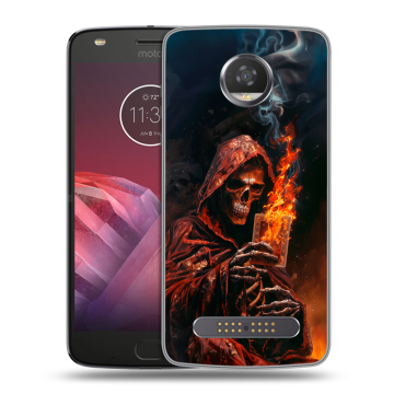Силиконовый чехол на Motorola Moto Z2 Play с принтом Скелет и карты