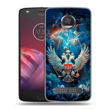 Силиконовый чехол на Motorola Moto Z2 Play с принтом Герб флаг России