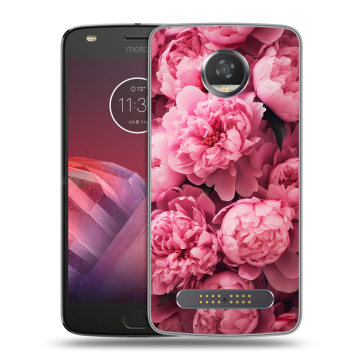 Силиконовый чехол на Motorola Moto Z2 Play с принтом цветы пионы