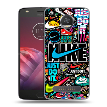 Силиконовый чехол на Motorola Moto Z2 Play с принтом найк nike черный Силиконовый чехол на Motorola Moto Z2 Play с принтом найк nike черный