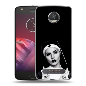 Силиконовый чехол на Motorola Moto Z2 Play с принтом монашка